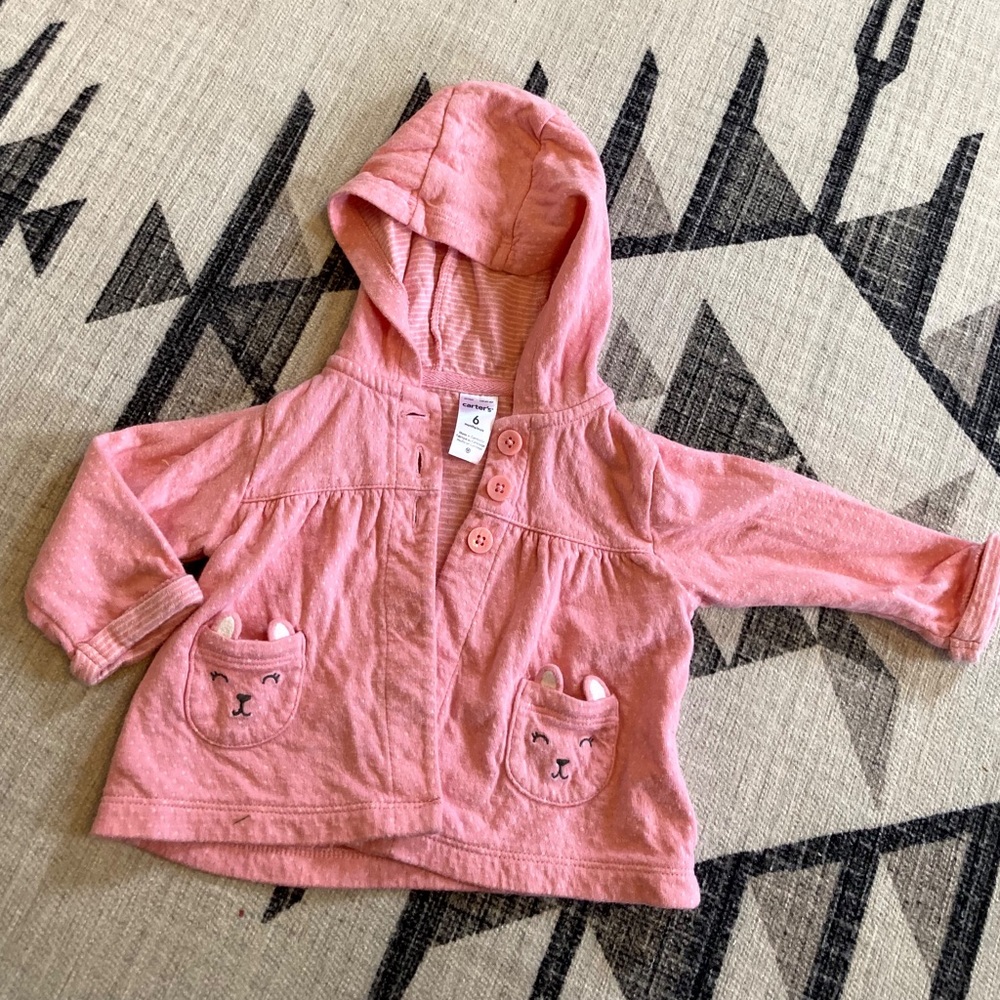 Carter’s Baby Pink Bear Hoodie, 6 mo